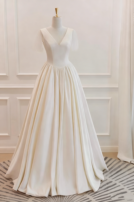 New Arrival Wedding Dress V-neck Pleated Wedding Dress D3809