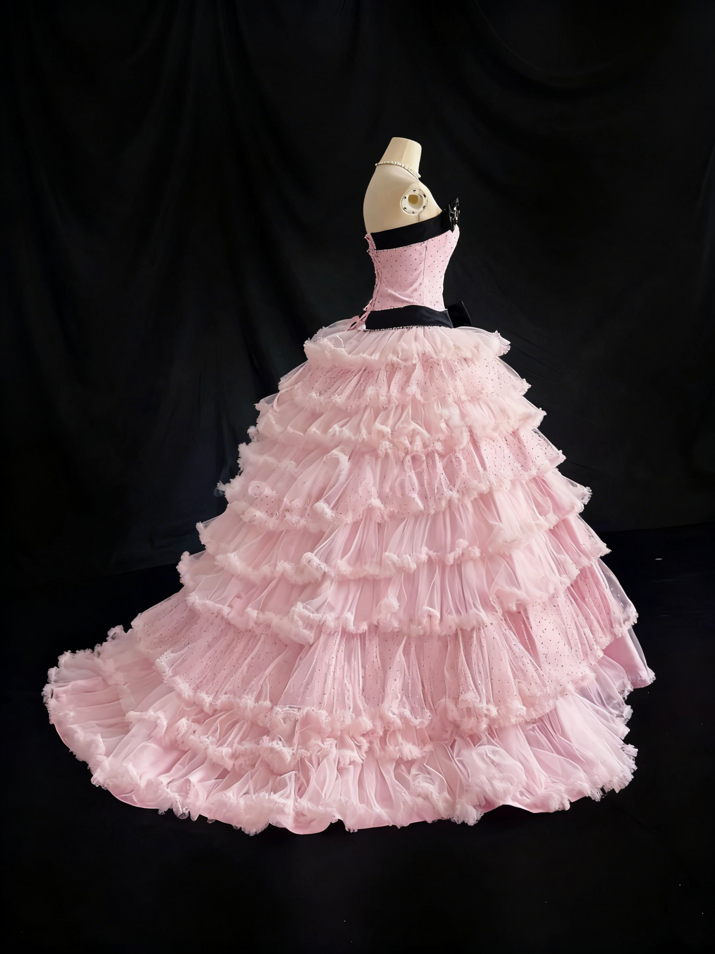 Beauty Prom Dress Strapless Pleated Tulle Ball Gown Quinceanera Dress Birthday Outfits D3815