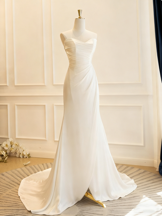 Minimalist Wedding Dresss Sweetheart Pleated Wedding Dress D3821