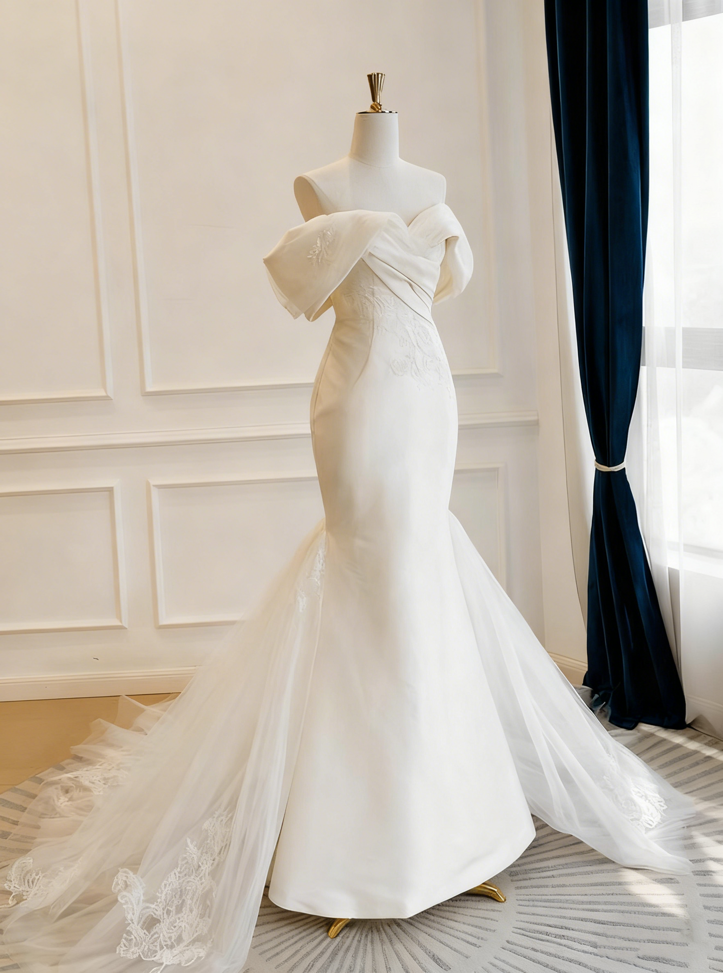 Robe de mariée beauté A-Line, décolleté en cœur, plissée, D3302