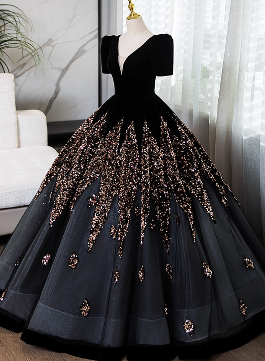 Gorgeous Prom Dress V-neck Pleated Ball Gown Sweet 16 Dress Evening Dress D3844