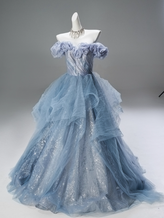 Popular Prom Dress Off Shoulder Pleated Tulle Ball Gown Sweet 16 Dress Evening Dress D3850