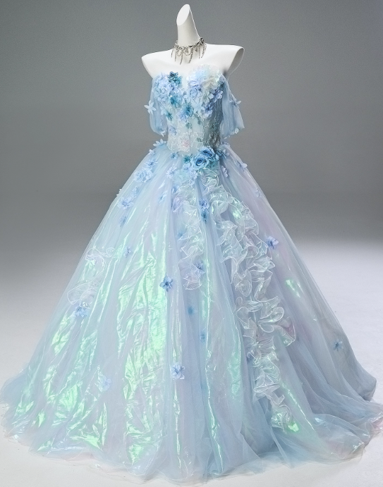 Shiny Prom Dress Off Shoulder Pleated Ruffle Ball Gown Quinceanera Dress Evening Dress D3851