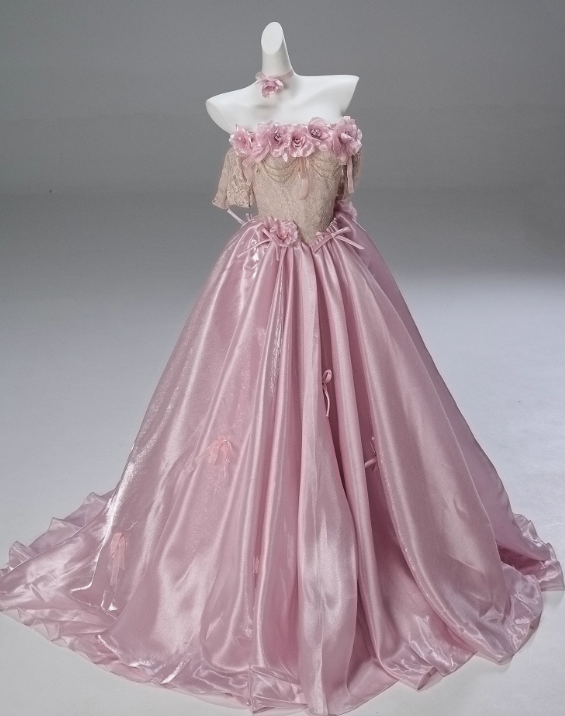 Pretty Prom Dress Pink Off Shoulder Pleated Ball Gown Quinceanera Dress Evening Dress D3852