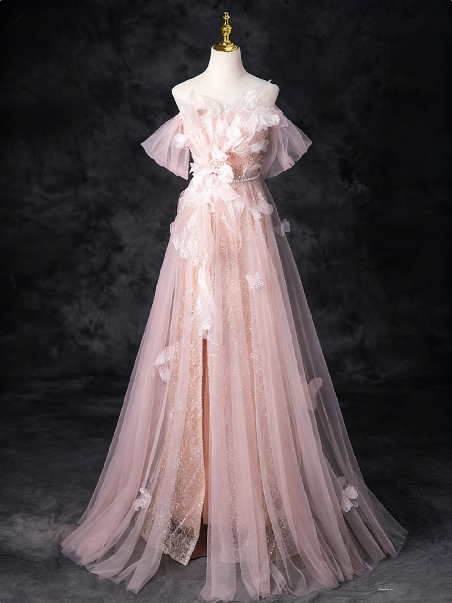 Pretty Prom Dress Off Shoulder Pleated Tulle Evening Dress Gala Dress Birthday Outfits D3860