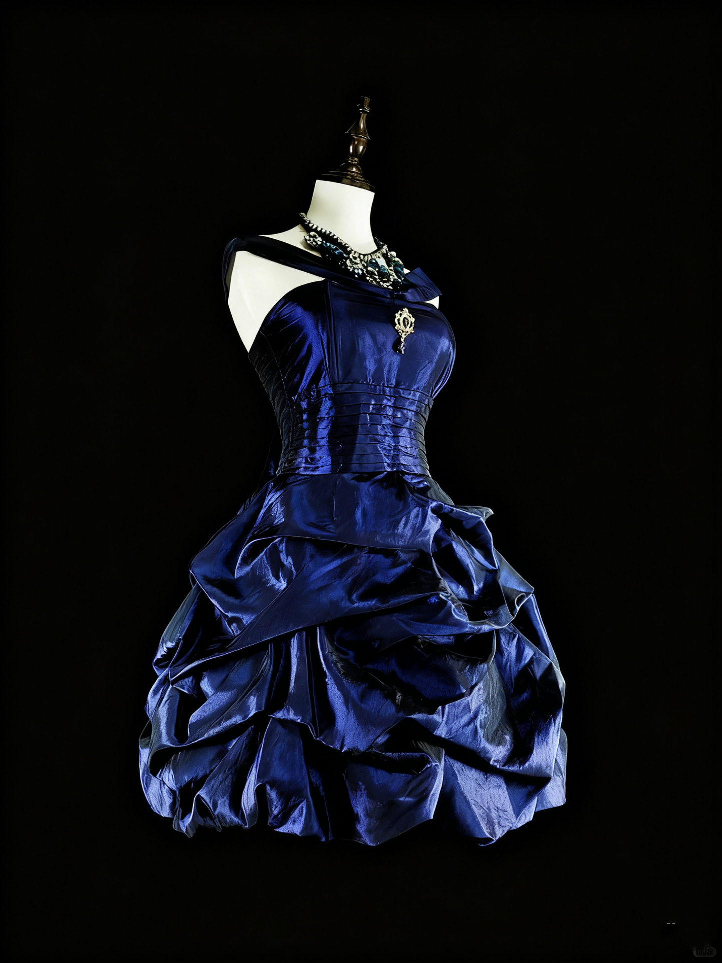 New Arrival Homecoming Dress Dark Blue Crew Neck Pleated Short Prom Dress Back to School Outfits Cocktail Dress D3896