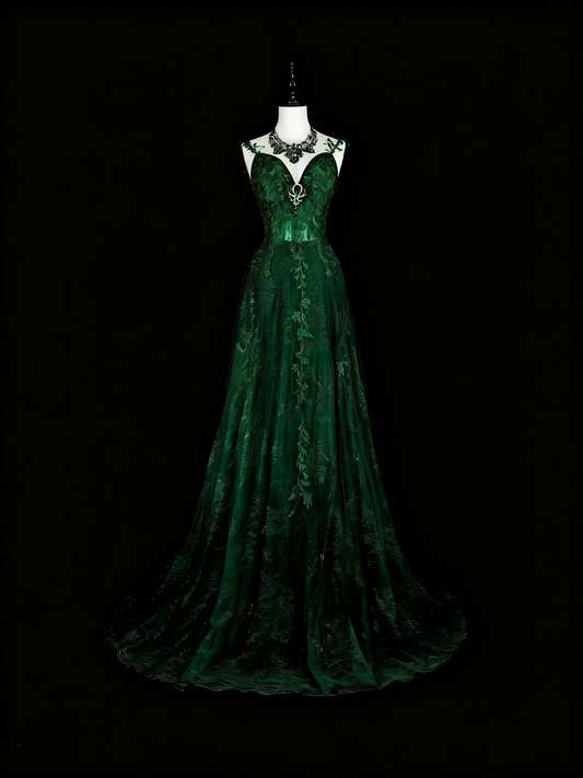 Stunning Prom Dress Dark Green Spaghetti Straps Pleated Evening Dress Gala Dress D3904