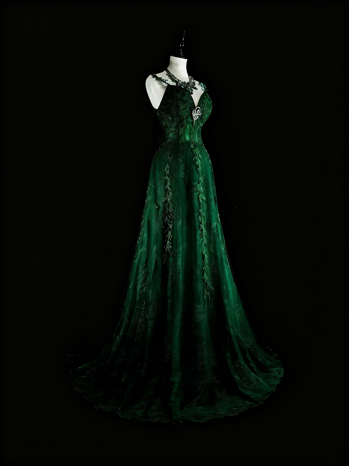 Stunning Prom Dress Dark Green Spaghetti Straps Pleated Evening Dress Gala Dress D3904