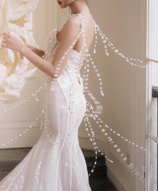 Robe de mariée beauté A-Line, décolleté en cœur, plissée, D3302