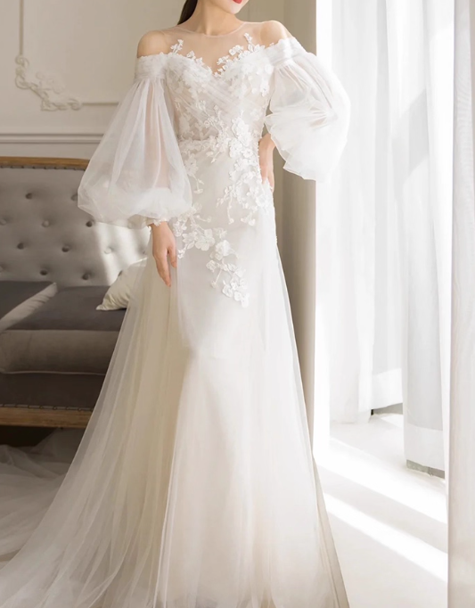 Robe de mariée beauté A-Line, décolleté en cœur, plissée, D3302
