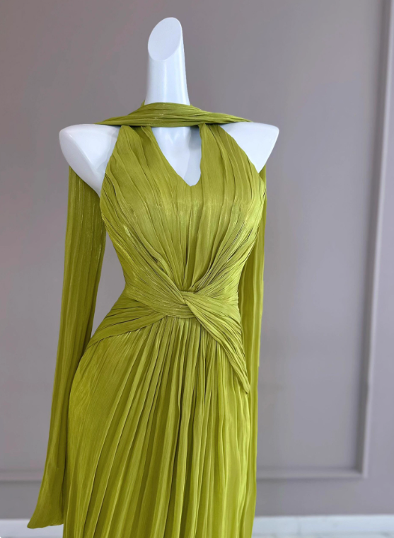 Elegant Prom Dress Halter Pleated Long Evening Dress Gala Dress Cocktail Dress D3917