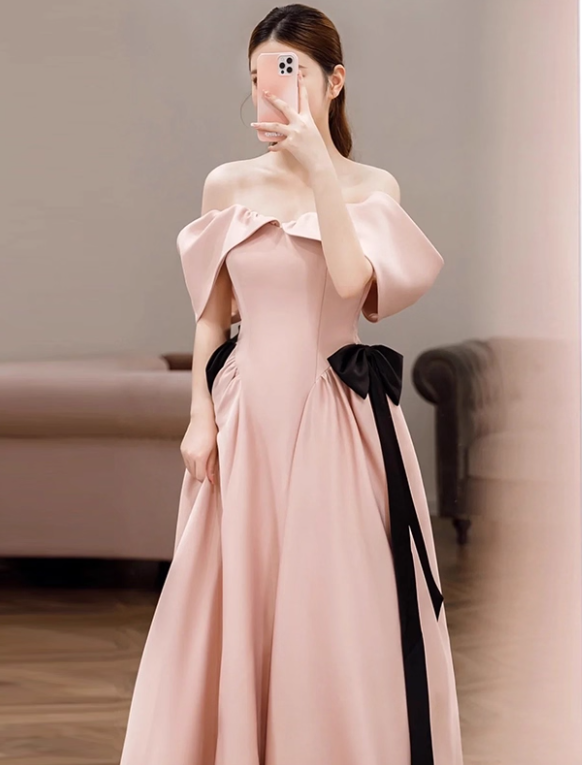 Pretty Prom Dress Off Shoulder Pleated Evening Dress Birthday Party Outfits D3920