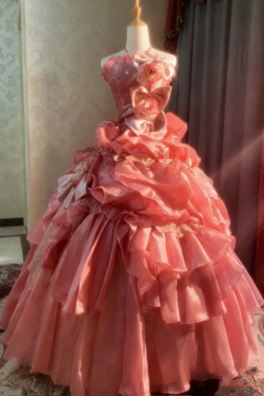 Beauty Prom Dress Strapless Pleated Ball Gown Evening Dress Birthday Party Outfits D3936