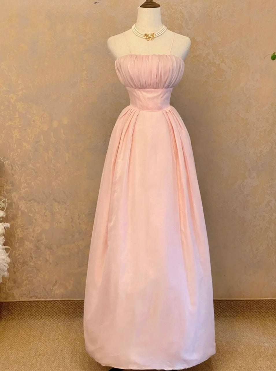 Charming Prom Dress Pink Strapless Pleated Evening Dress Gala Dress Birthday Party Dress D3962