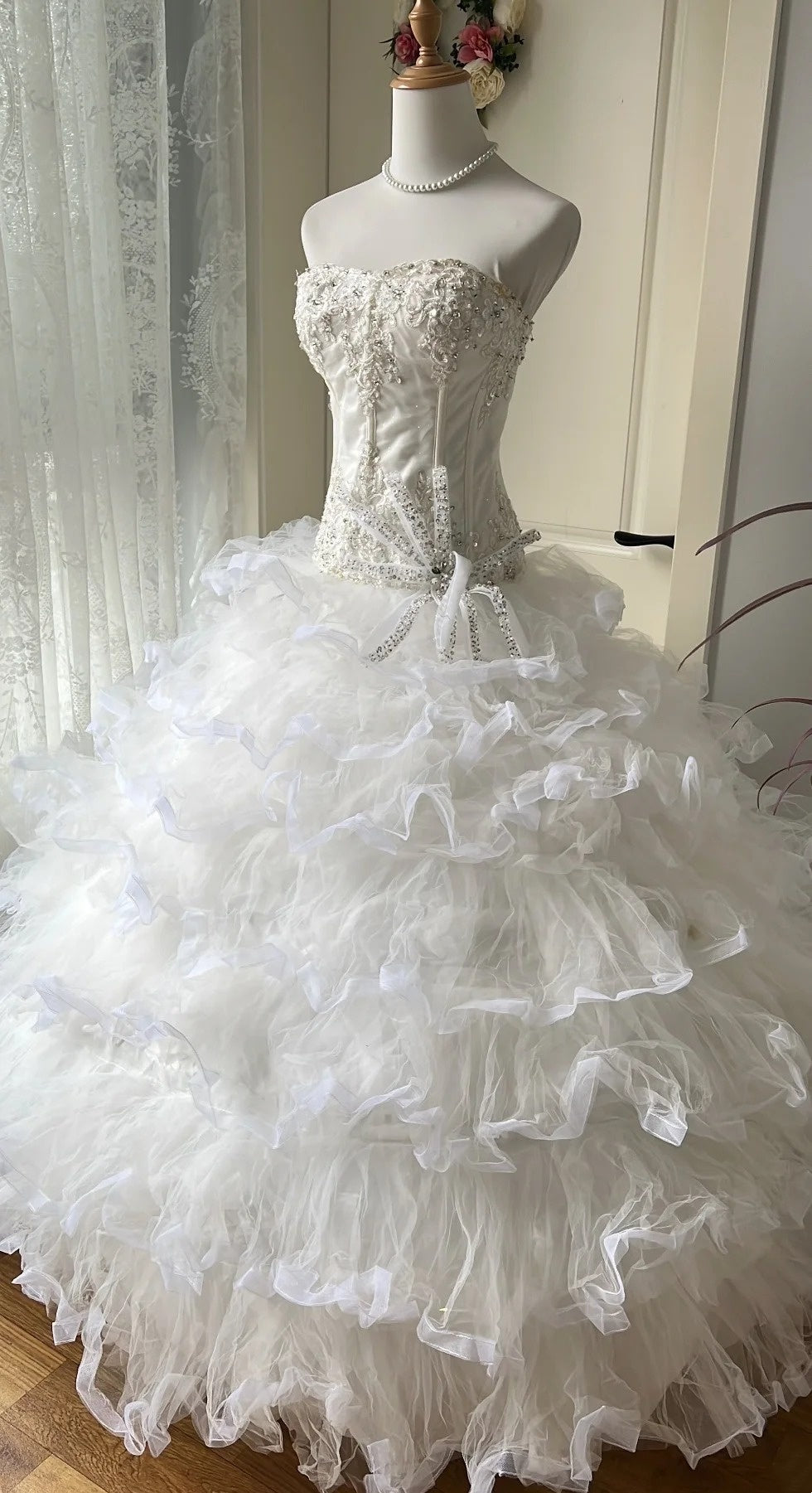 Beauty Wedding Dress Sweetheart Pleated Tiered Tulle Wedding Dress D3967