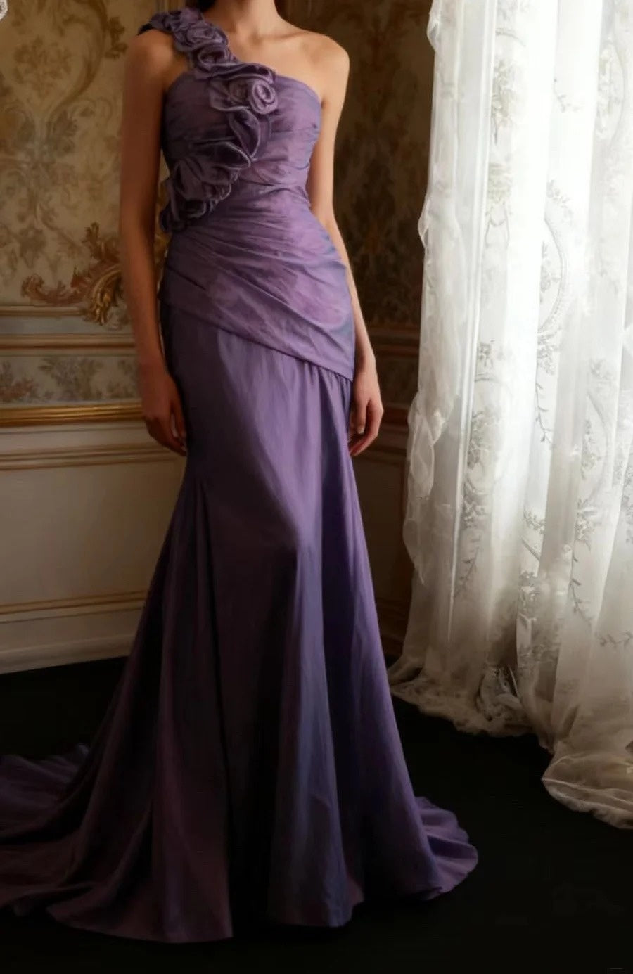 Elegant Prom Dress One Shoulder Pleated Evening Dress Gala Dress D3968