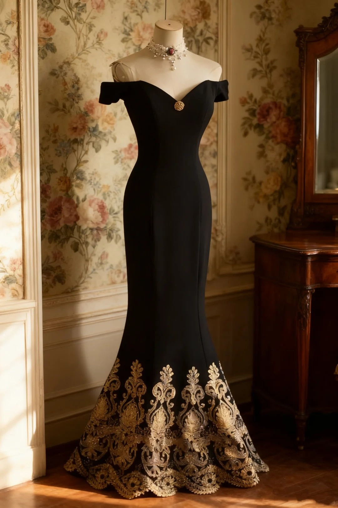 Elegant Prom Dress Off Shoulder Fitted Mermaid Evening Dress Gala Dress D3969