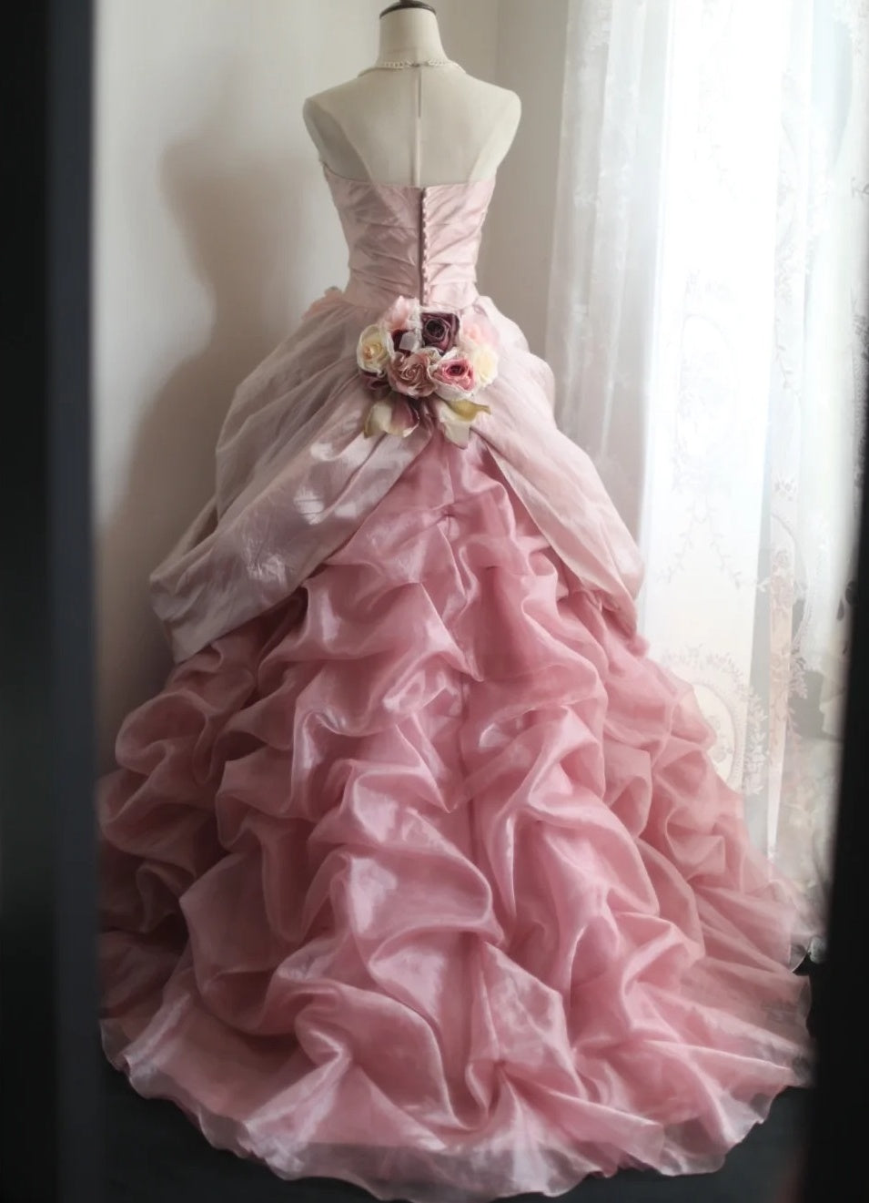 Sweet Prom Dress Light Pink Strapless Pleated Tulle Evening Dress Quinceanera Dress Ball Gown D3984