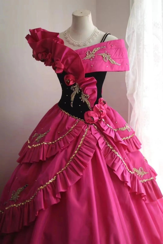 New Design Prom Dress Asymmetrical Neck Pleated Evening Dress Sweet 16 Dress Ball Gown D3990