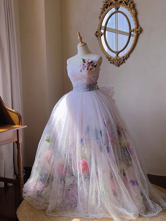 Beauty Prom Dress Spaghetti Straps Tulle Pleated Evening Dress Sweet 16 Dress Ball Gown D4021