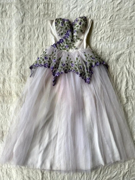 Beauty Prom Dress Sweetheart Floral Tulle Evening Dress Gala Dress Sweet 16 Outfits D4033