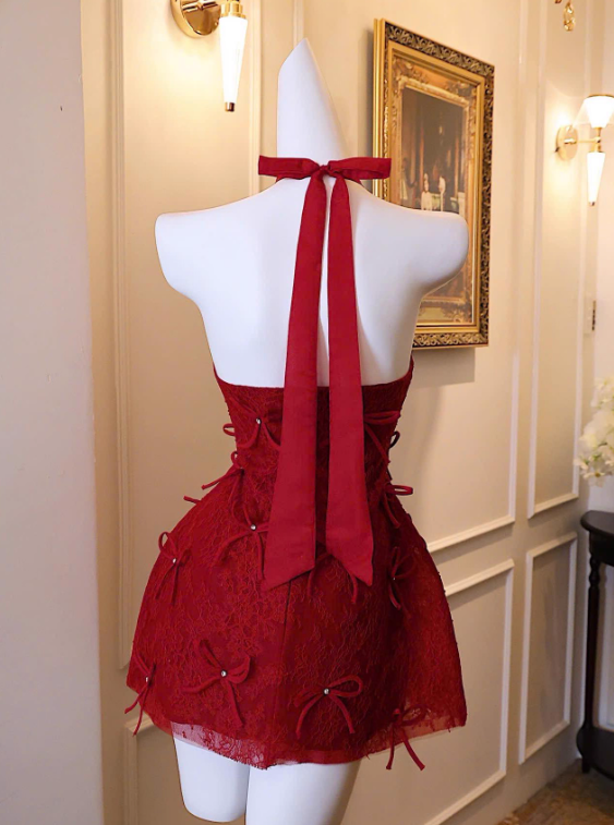 New Design Homecoming Dress A Line Halter Short Prom Dress Cocktail Dress Birthday Party Dress D4045