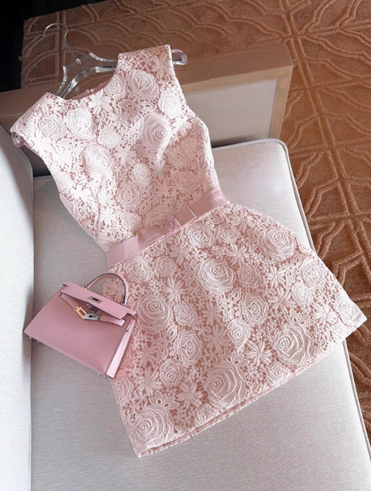 Pretty Homecoming Dress A Line Crew Neck Short Prom Dress Cocktail Dress Birthday Party Outfits D4049