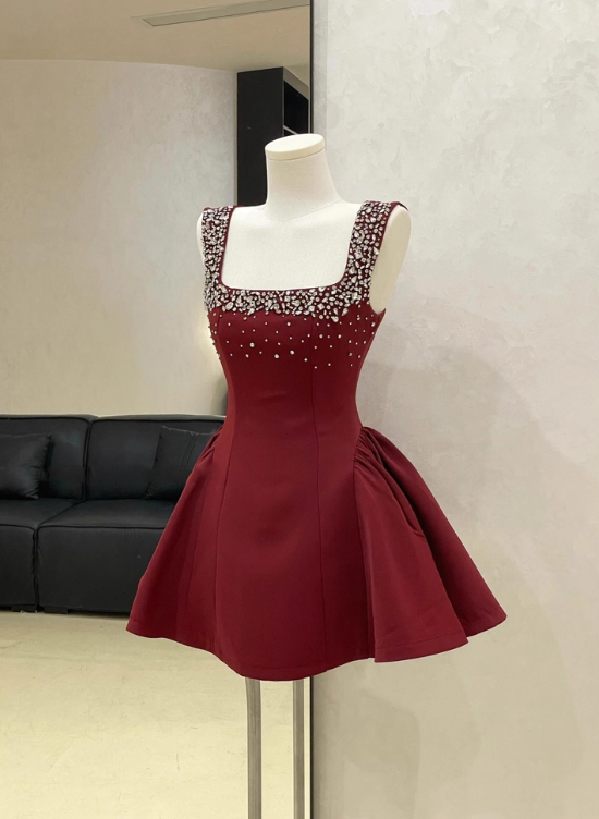 Beauty Homecoming-Kleid Spaghettiträger Plissee Kurzes Ballkleid Geburtstagsparty-Outfits Cocktailkleid D3339