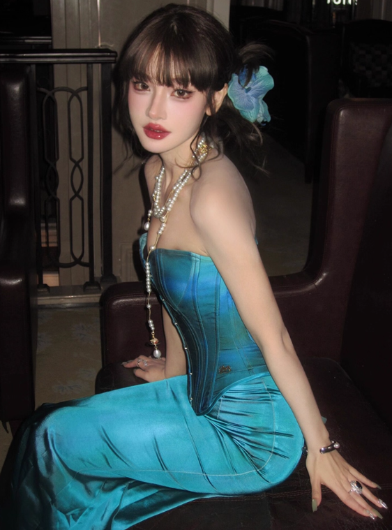 Robe de bal brillante à paillettes et col en cœur, robe de soirée sirène, robe de gala, robe de fête d'anniversaire, D3415