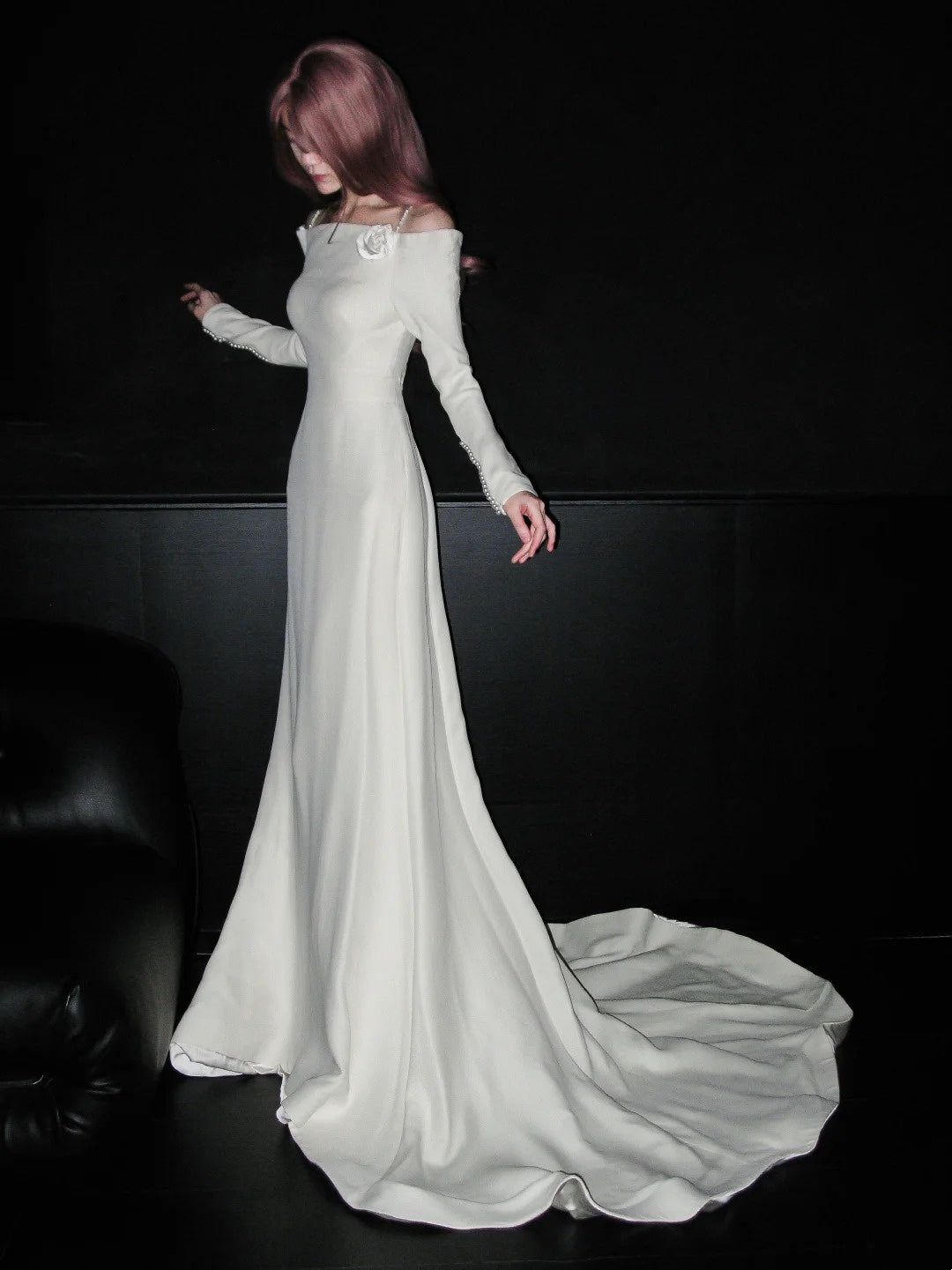 Robe de mariée beauté A-Line, décolleté en cœur, plissée, D3302