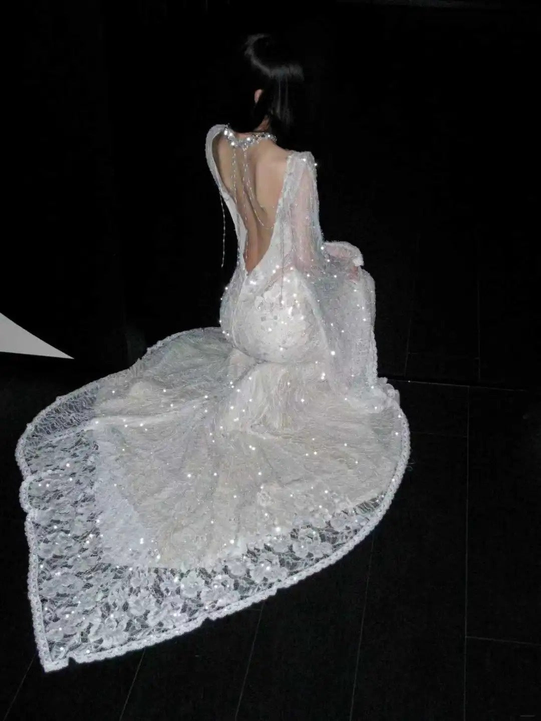 New Arrival Wedding Dress Crew Neck Backless Mermaid Wedding Dress D4080