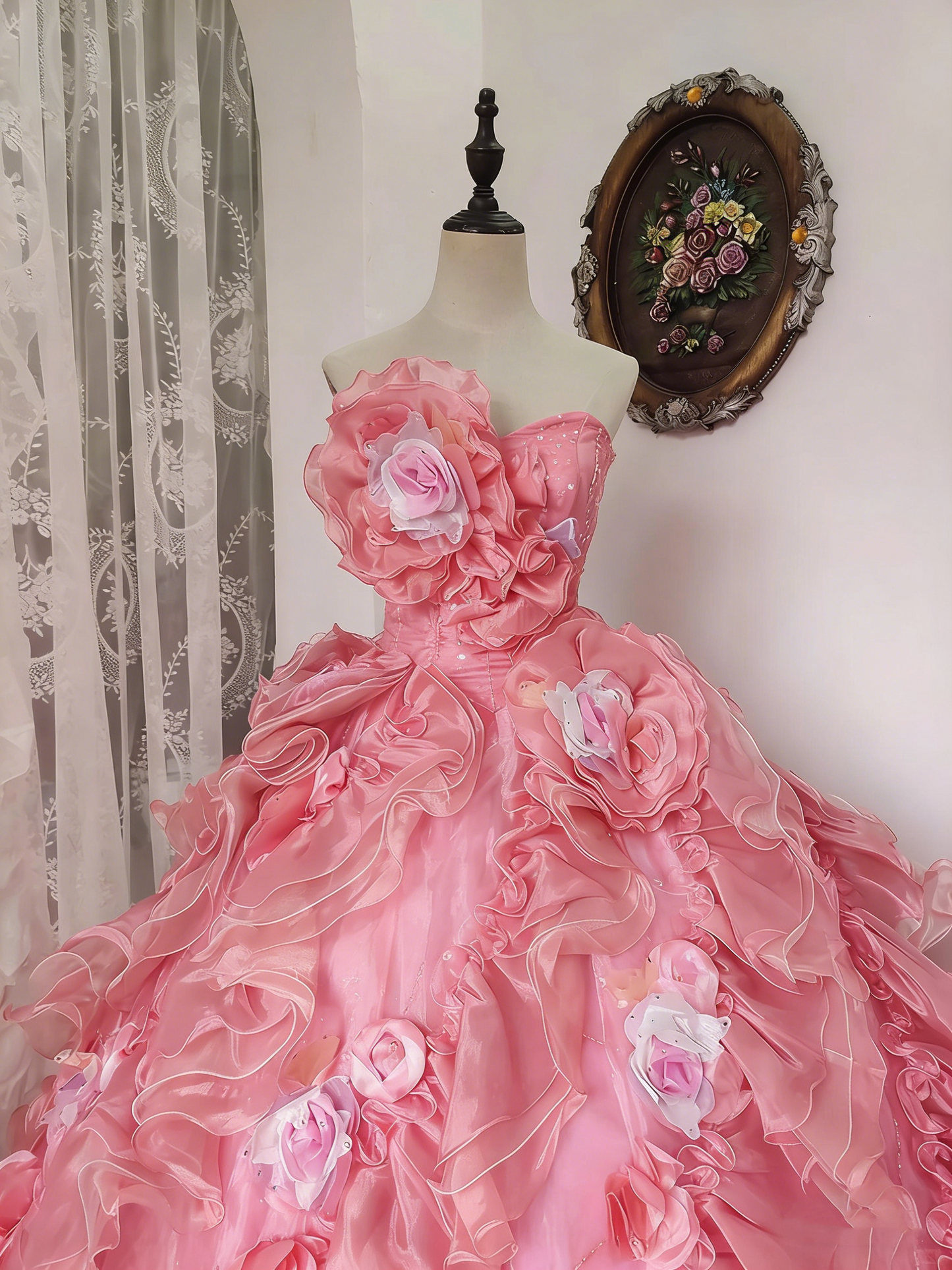 Newest Prom Dress Sweetheart Ruffle Ball Gown Evening Dress Quinceanera Dress Birthday Party Outfits D4089