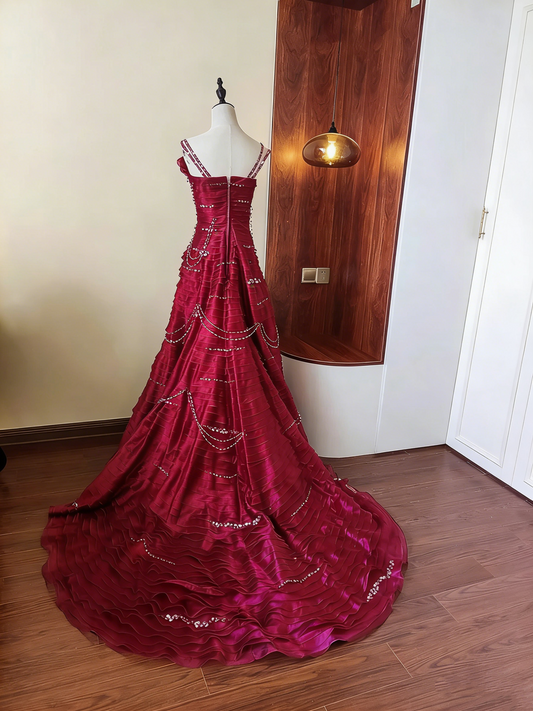 Robe de bal brillante à paillettes et col en cœur, robe de soirée sirène, robe de gala, robe de fête d'anniversaire, D3415