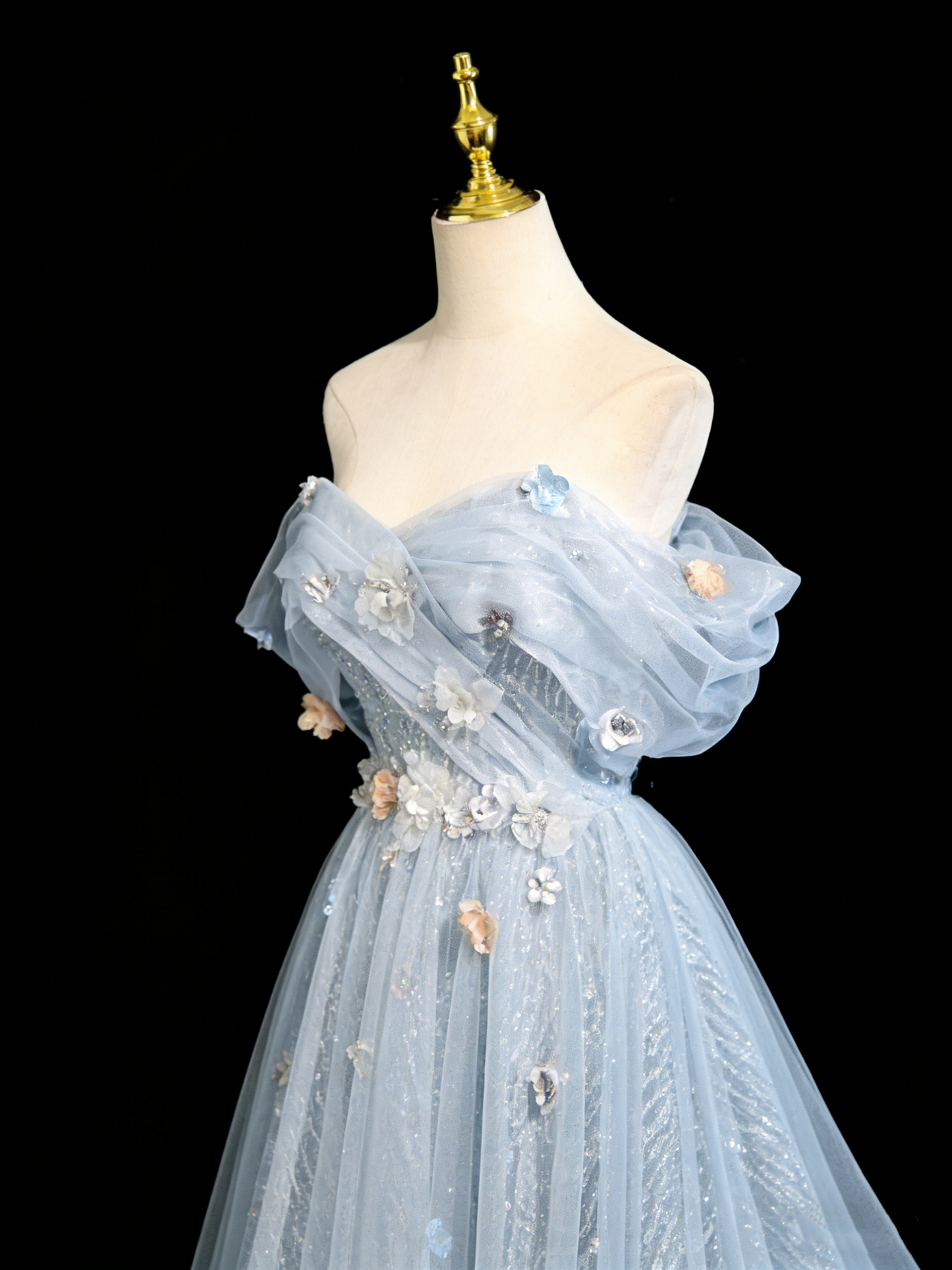 Stunning Prom Dress Off Shoulder Pleated Tulle Gala Dress Evening Dress D4107