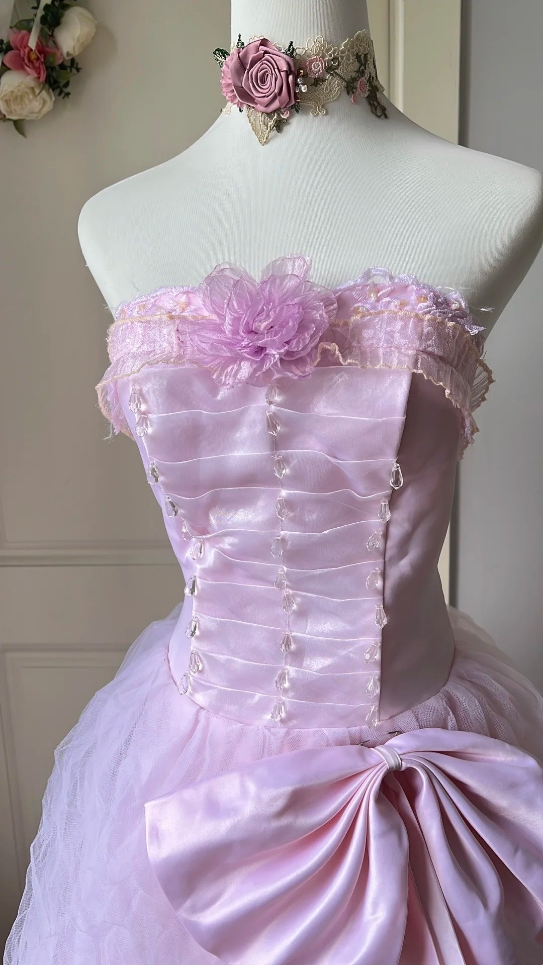 Sweet Prom Dress Light Pink Strapless Pleated Ball Gown Evening Dress Quinceanera Dress D4126