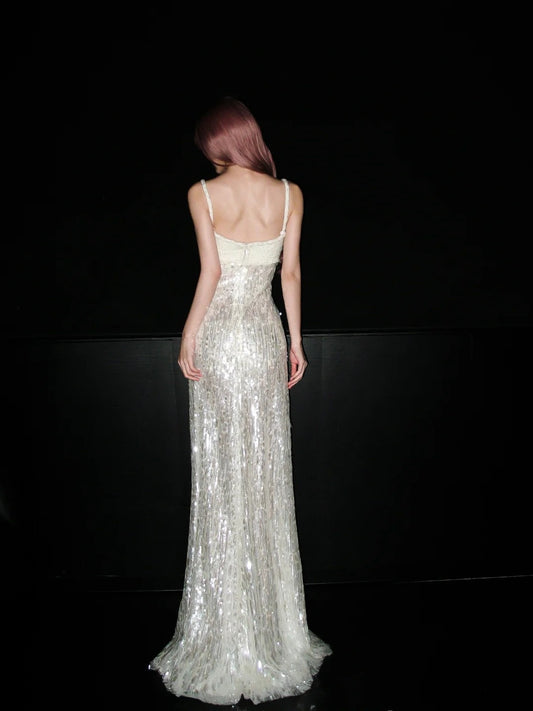 Shiny Prom Dress Spaghetti Straps Sequins Evening Dress Gala Dress Formal Dress D4144