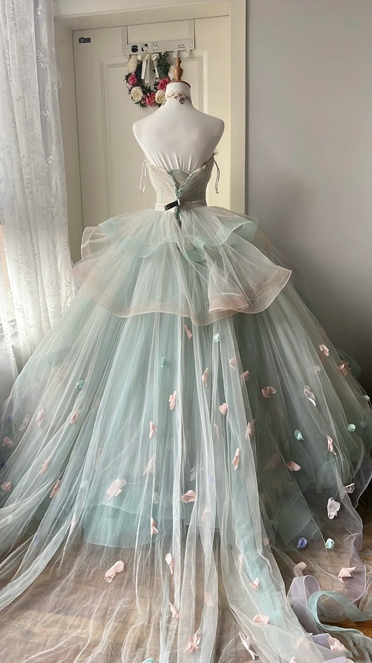 Charming Prom Dress Sweetheart Pleated Tulle Evening Dress Quinceanera Dress D4148