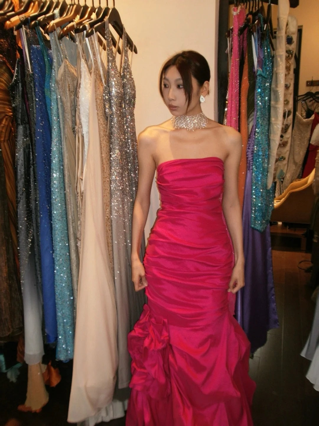 Minimalist Prom Dress Strapless Pleated Gala Gown Formal Dress Evening Dress D4168