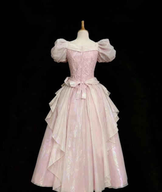 Sweet Prom Dress V-neck Pleated Gala Gown Formal Dress Evening Dress D4180