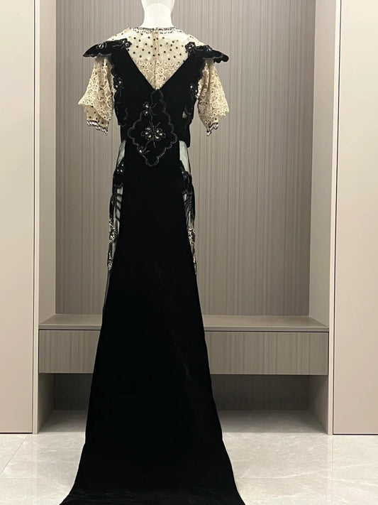 Vintage Prom Dress Crew Neck Formal Dress Evening Dress Gala Dress D4290