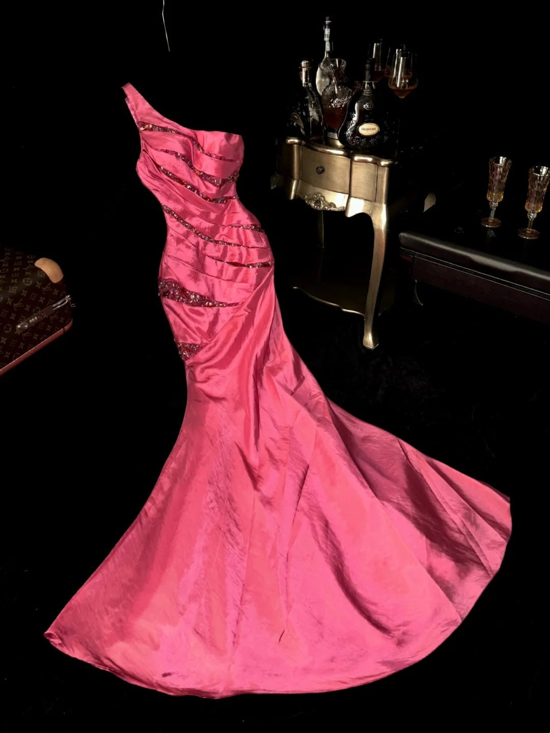 Robe de bal brillante à paillettes et col en cœur, robe de soirée sirène, robe de gala, robe de fête d'anniversaire, D3415