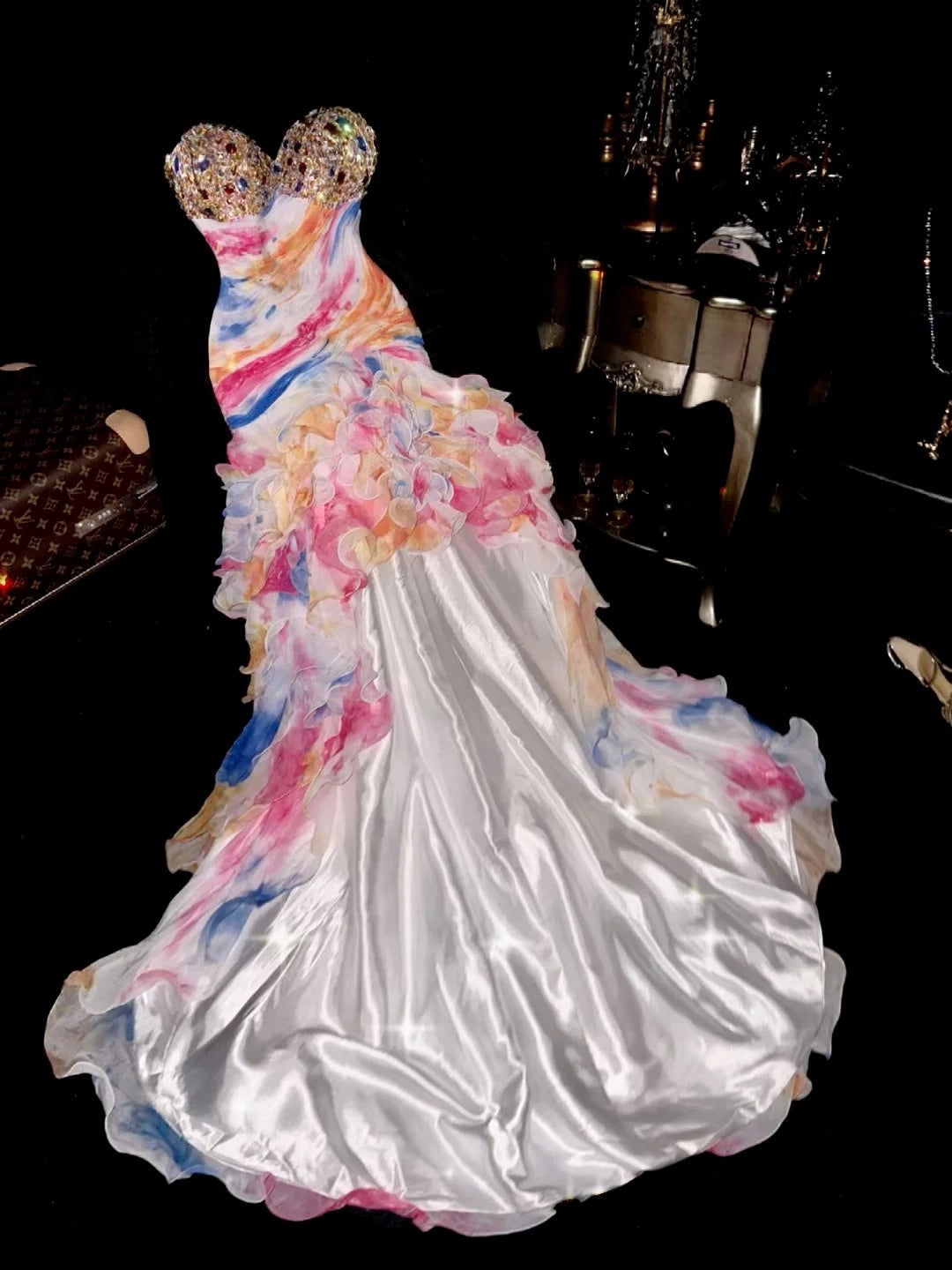 Glänzendes Ballkleid mit herzförmigem Pailletten-Meerjungfrauen-Abendkleid, Galakleid, Geburtstagspartykleid, D3415