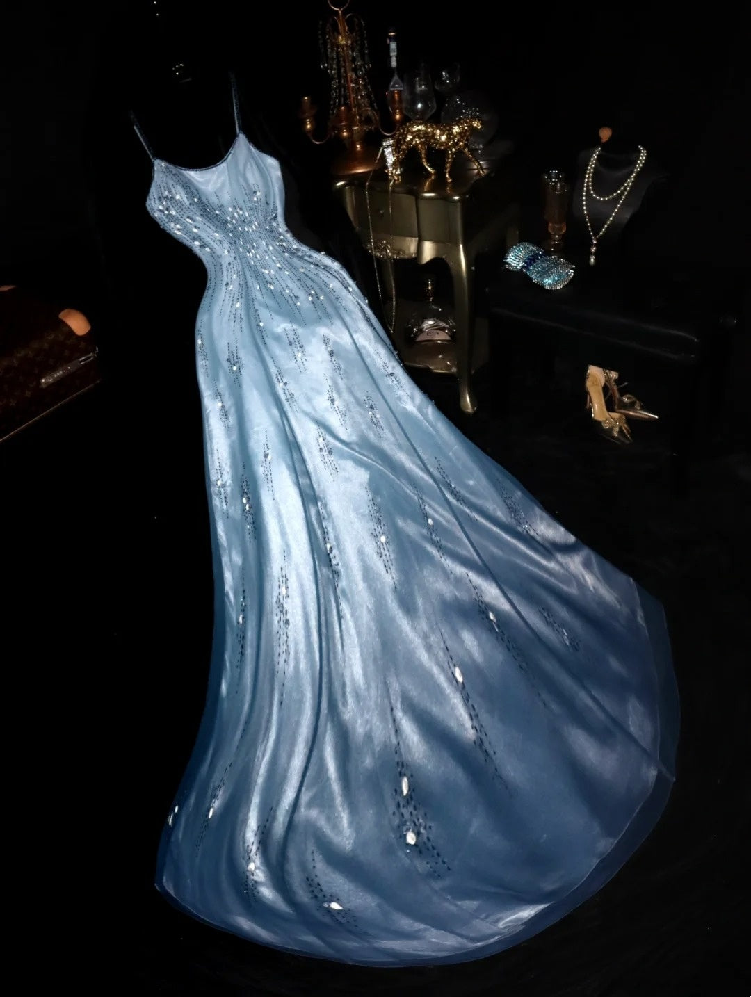 Robe de bal brillante à paillettes et col en cœur, robe de soirée sirène, robe de gala, robe de fête d'anniversaire, D3415