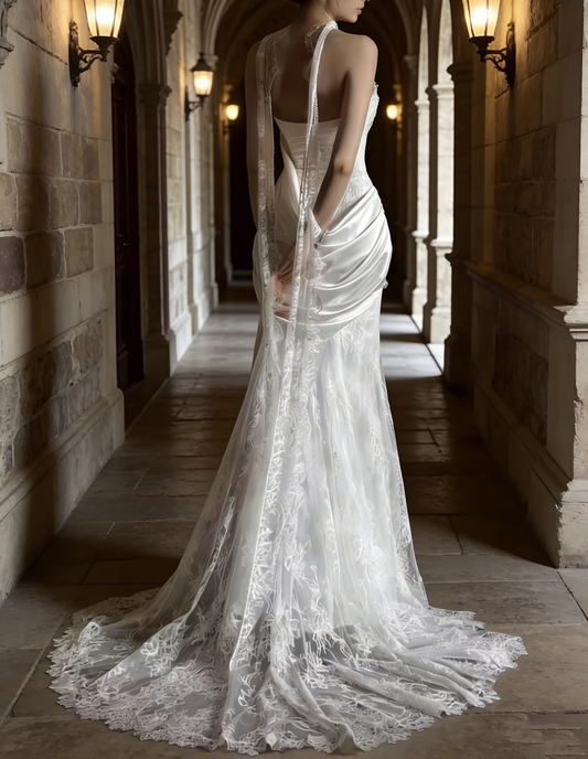 Robe de mariée beauté A-Line, décolleté en cœur, plissée, D3302