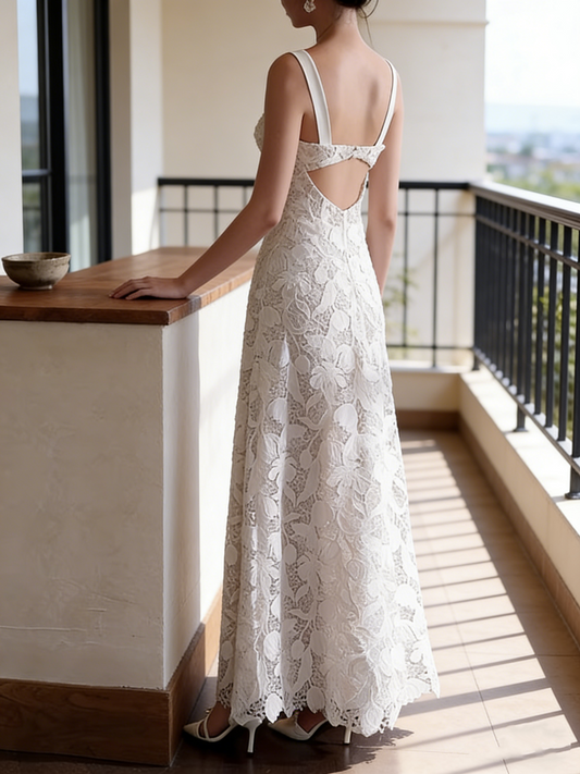 New Arrival Wedding Dress Spaghetti Straps Lace Backless Wedding Dress D4319