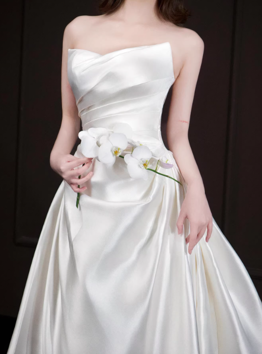 Beauty Brautkleid A-Linie Herzausschnitt Plissee Brautkleid D3302