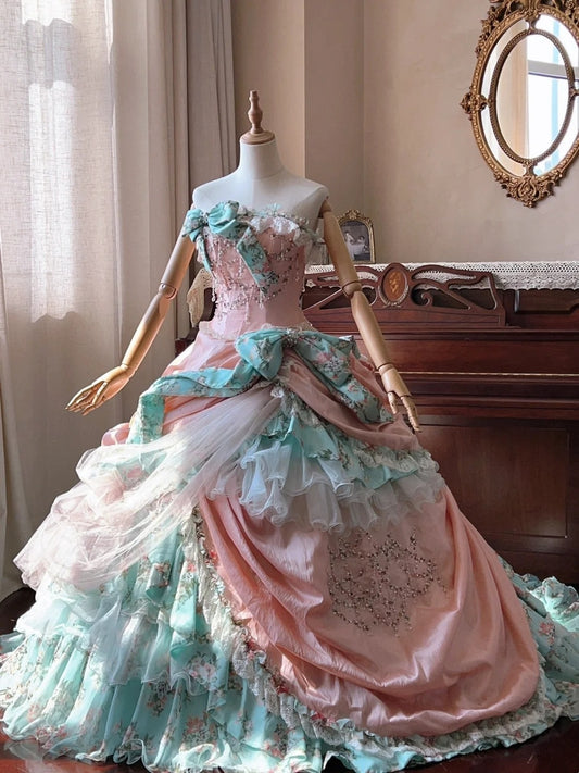 Romantic Prom Dress Strapless Pleated Tulle Quinceanera Dress Ball Gown Evening Dress D4338