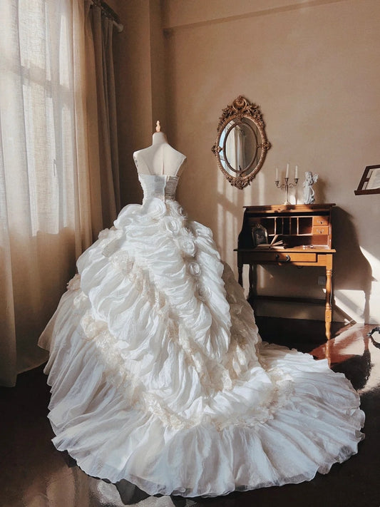 Charming Wedding Dress Strapless Pleated Wedding Dress D4348