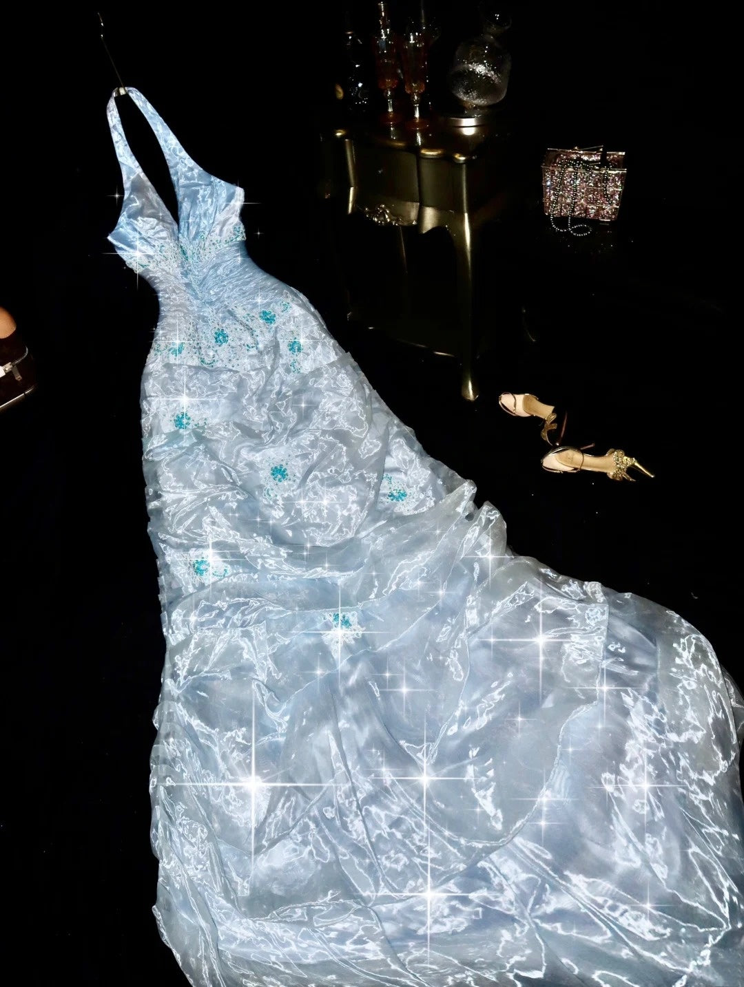 Robe de bal brillante à paillettes et col en cœur, robe de soirée sirène, robe de gala, robe de fête d'anniversaire, D3415