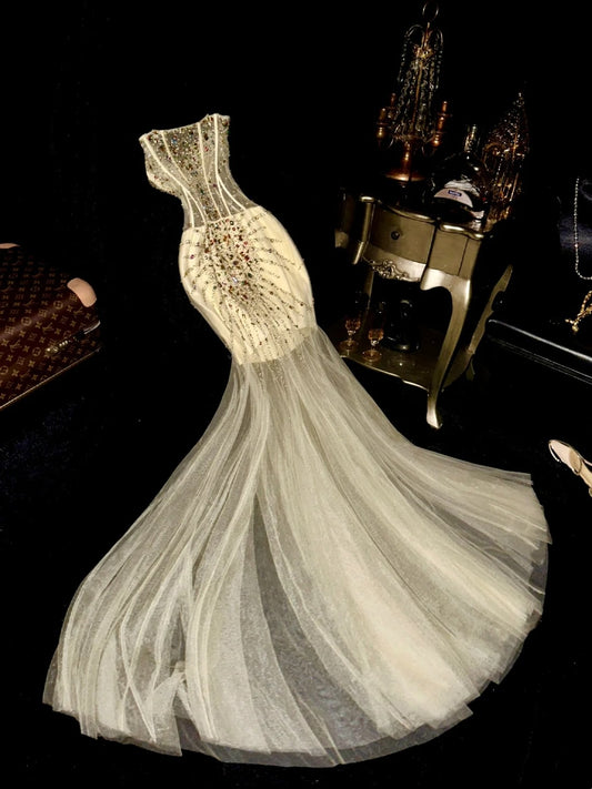 Glänzendes Ballkleid mit herzförmigem Pailletten-Meerjungfrauen-Abendkleid, Galakleid, Geburtstagspartykleid, D3415